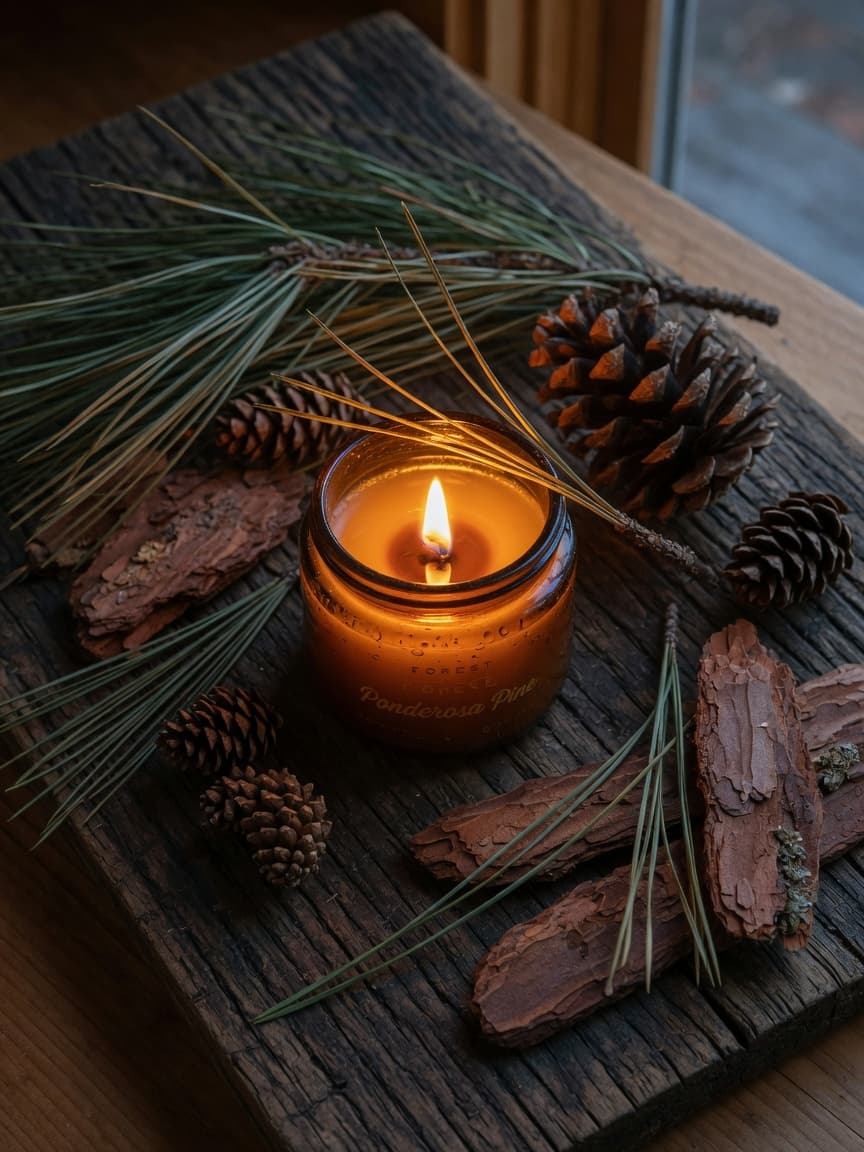 Forest Moss 9 oz wooden-wick candle, hand-poured in Flagstaff